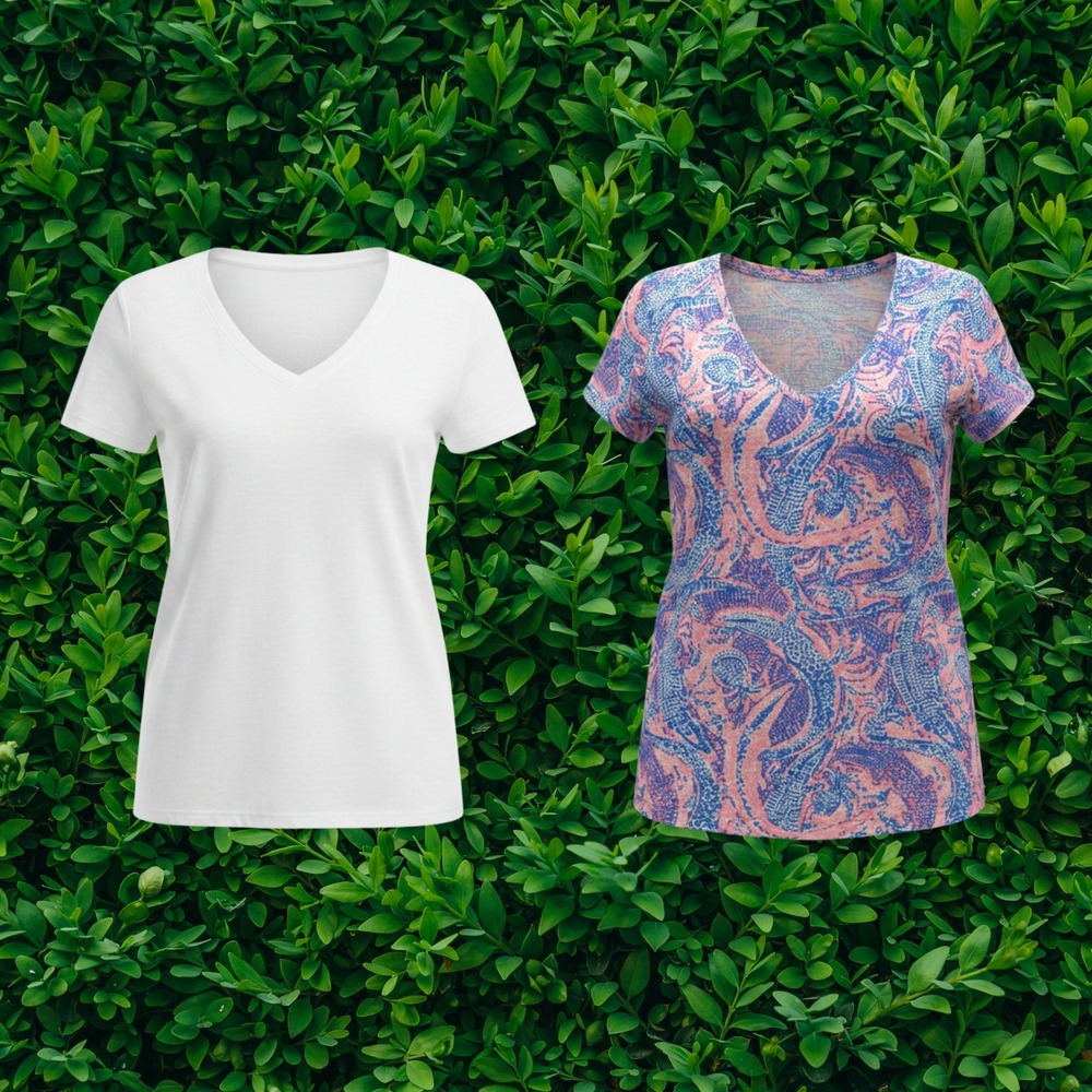 Lilly Pulitzer Lot 2 Etta V-Neck T-Shirt White & Gator My Drift Pink Blue XS